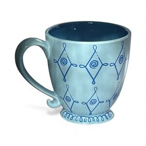 Starbucks 2004 diamond and swirl Blue Patterned oversized Ceramic pedestal Mug